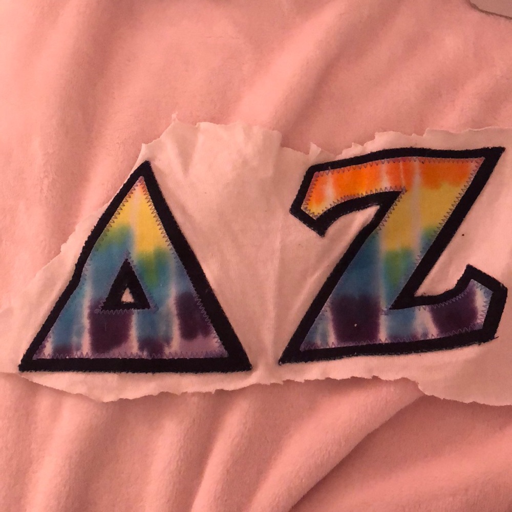 Delta Zeta tye dye letters